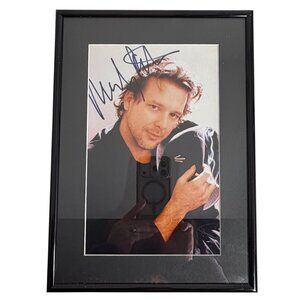 Vintage Young Mickey Rourke Autographed Early Color Framed Photo with COA